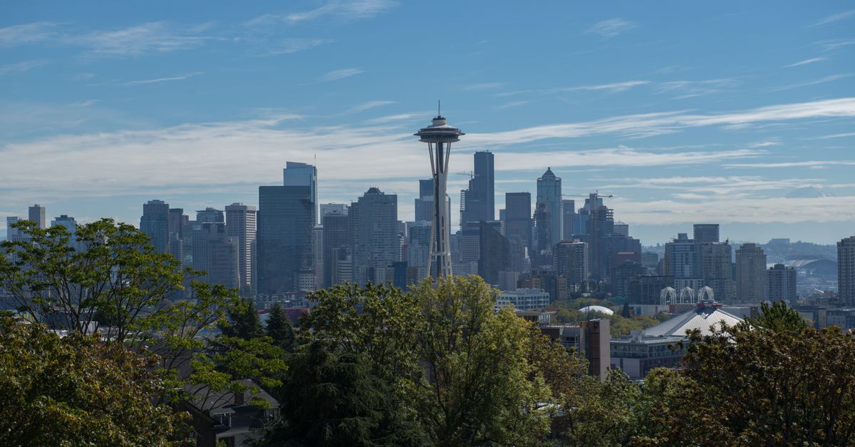 Seattle, Washington skyline, where Montessori education is offered mainly through long-established private schools